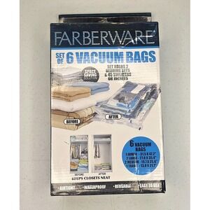 Farberware Set of 6 Vacuum Bags - 1 Jumbo, 2 Large, 2 Medium, 1 Travel